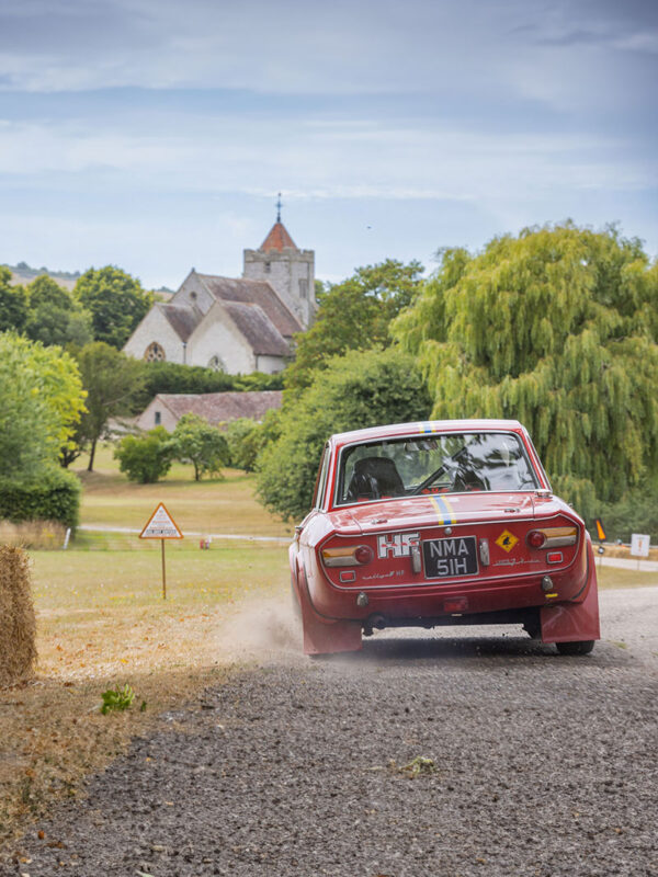 Classic rally car driving at Firle Place event venue