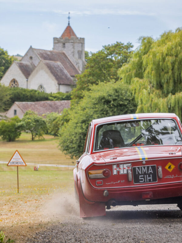 Classic rally car driving at Firle Pace event venue