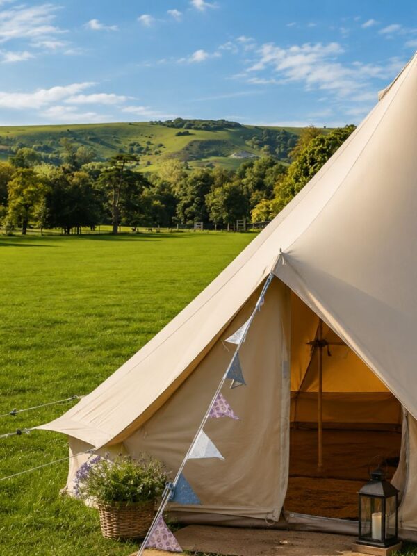 Glamping tent on Firle Park