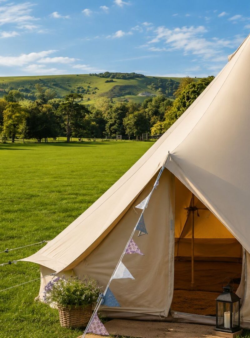 Glamping tent on Firle Park