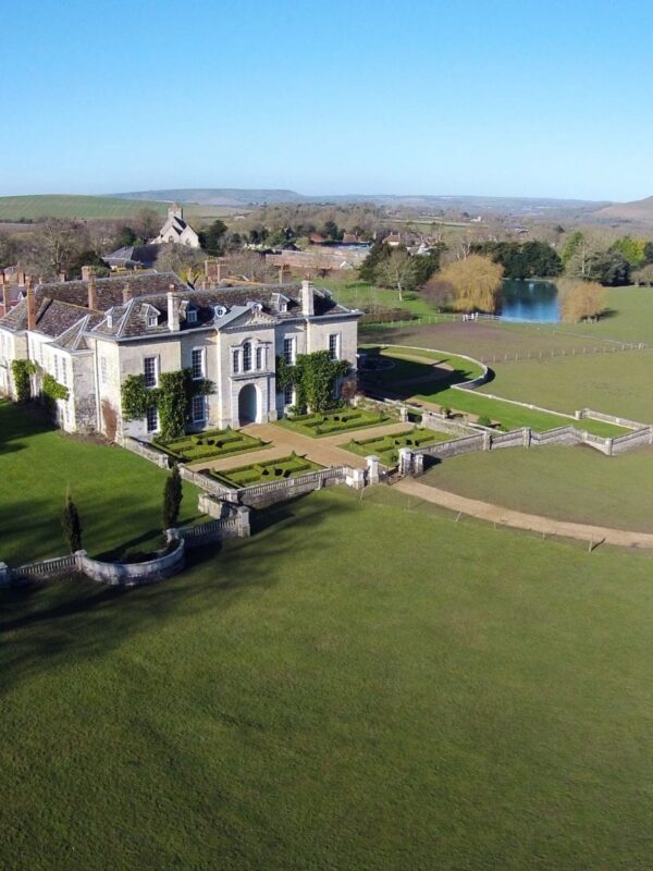 Aerial view of Firle Place and Firle Park