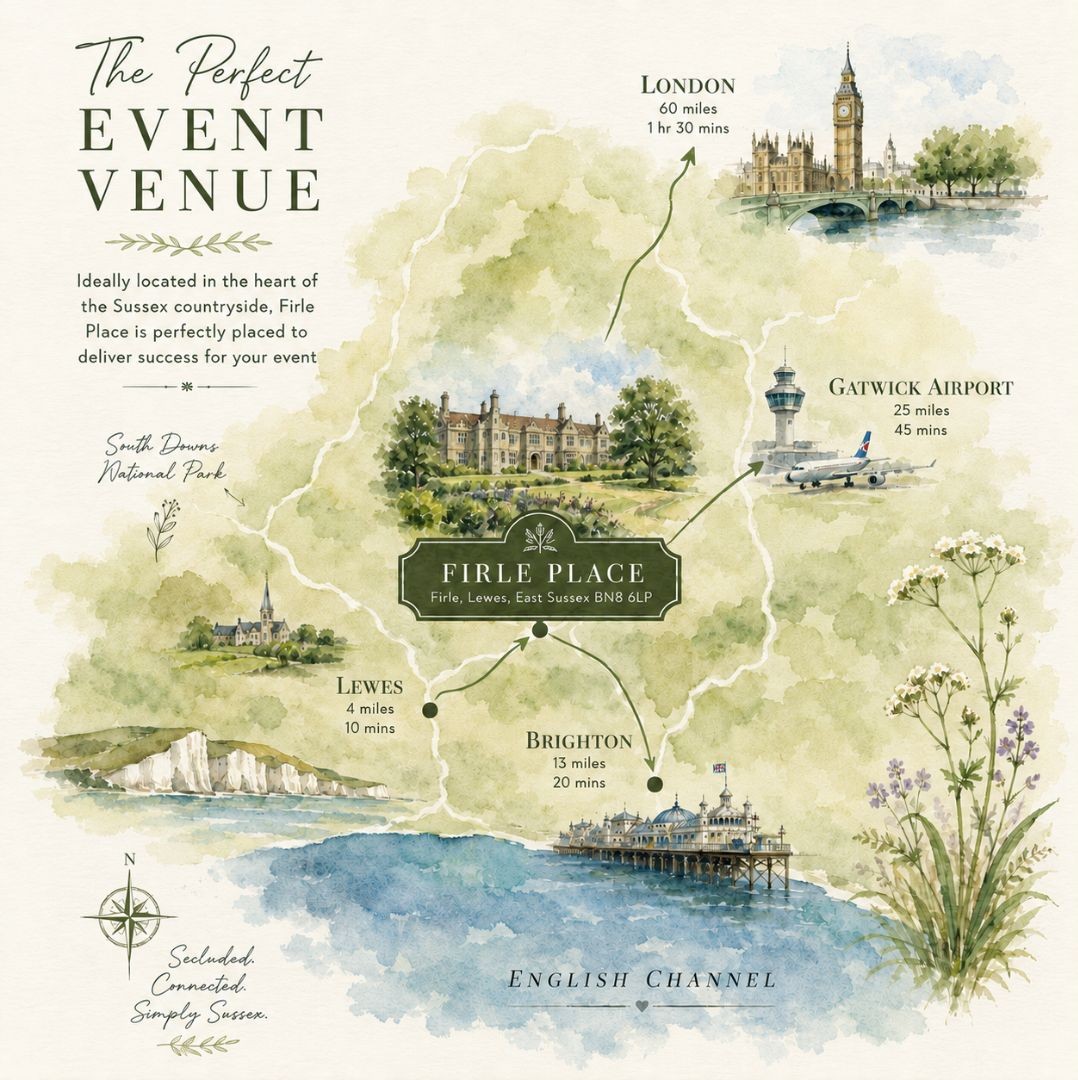 Location map of Firle Place