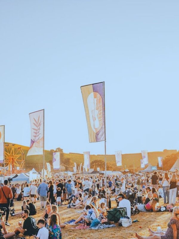 Summer music festival crowd