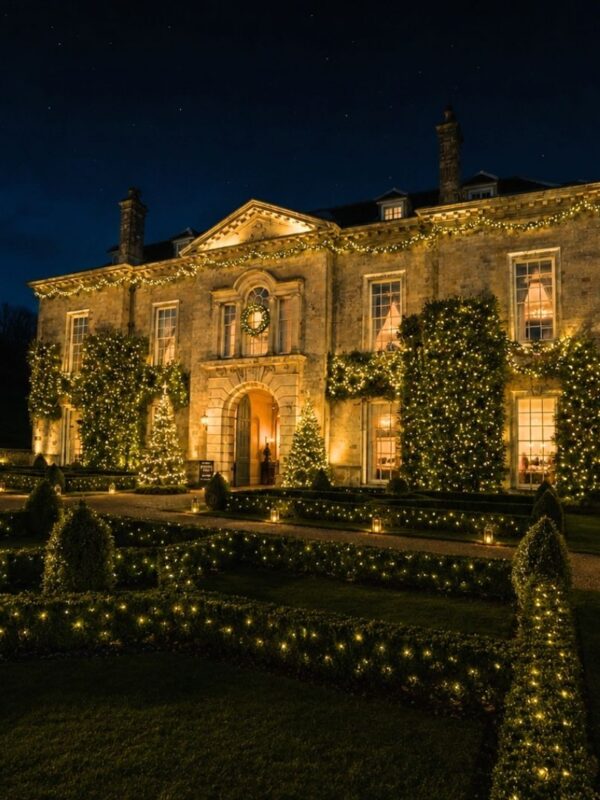 Exterior of Firle Place at Christmas