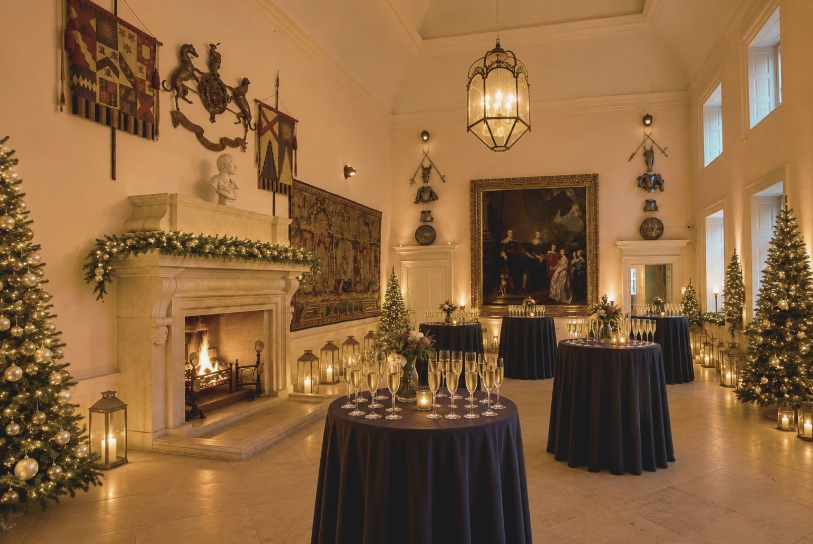 Firle Place's Great Hall at Christmas