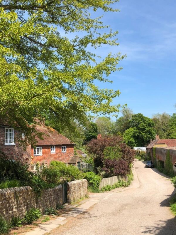 Road in Firle Village in East Sussex